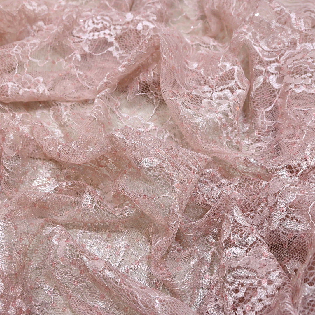 Pastel Pink Cord Lace Fabric