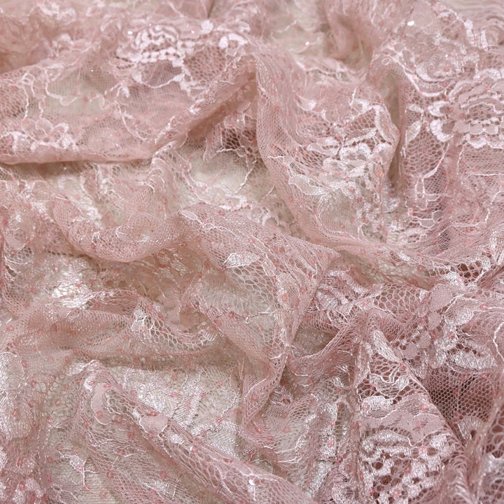 Pastel Pink Cord Lace Fabric