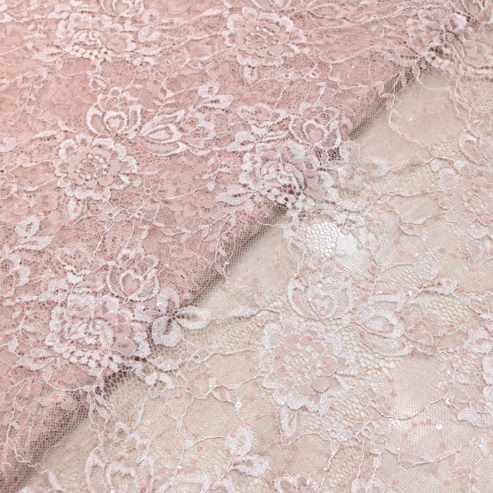 Pastel Pink Cord Lace Fabric