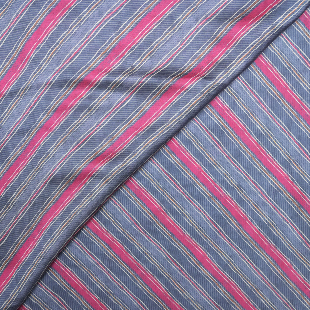 Blue Modal Satin Fabric in Digital Print