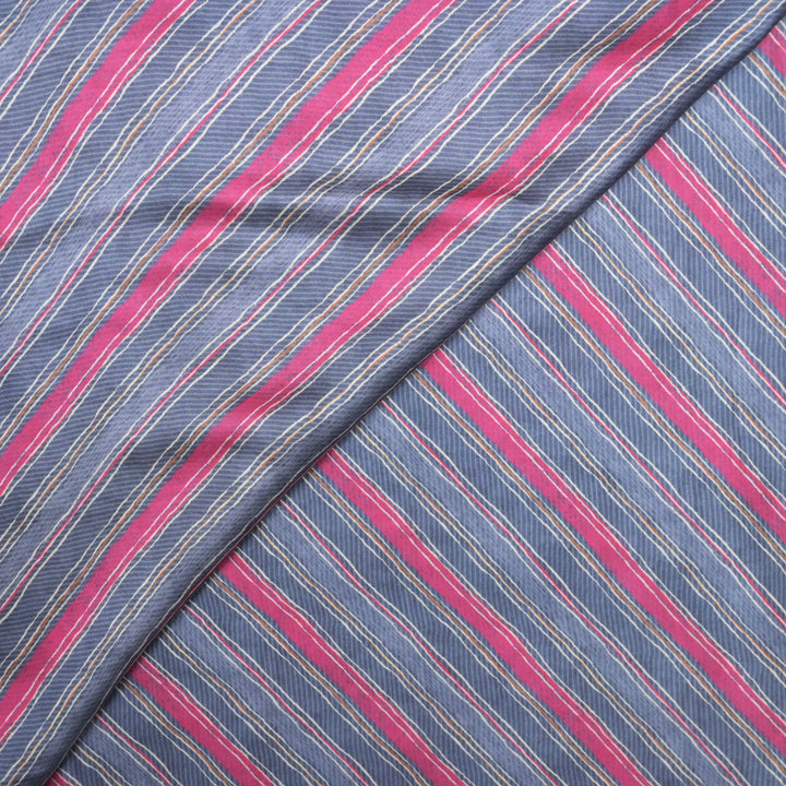 Blue Modal Satin Fabric in Digital Print