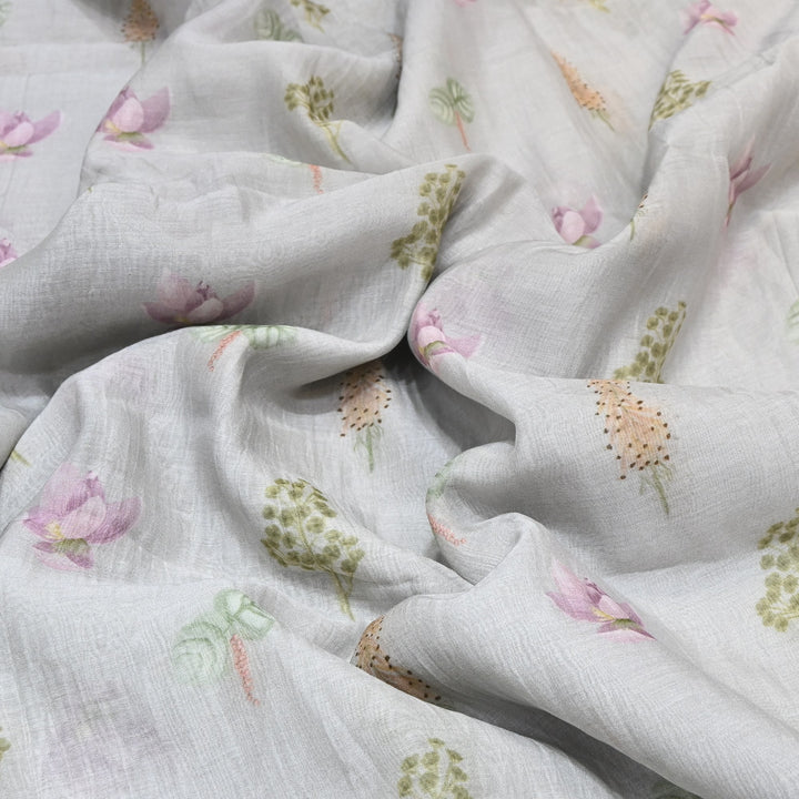 Mul Chanderi Digital Print Fabric - Soft Lightweight Designer Fabric GT0185-1h