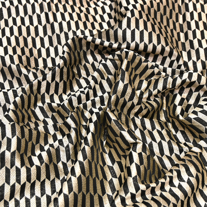 Black Color Pure Silk Alfi Zari Brocade Fabric 44" – Luxury Traditional Designer Fabric ZTF001-5