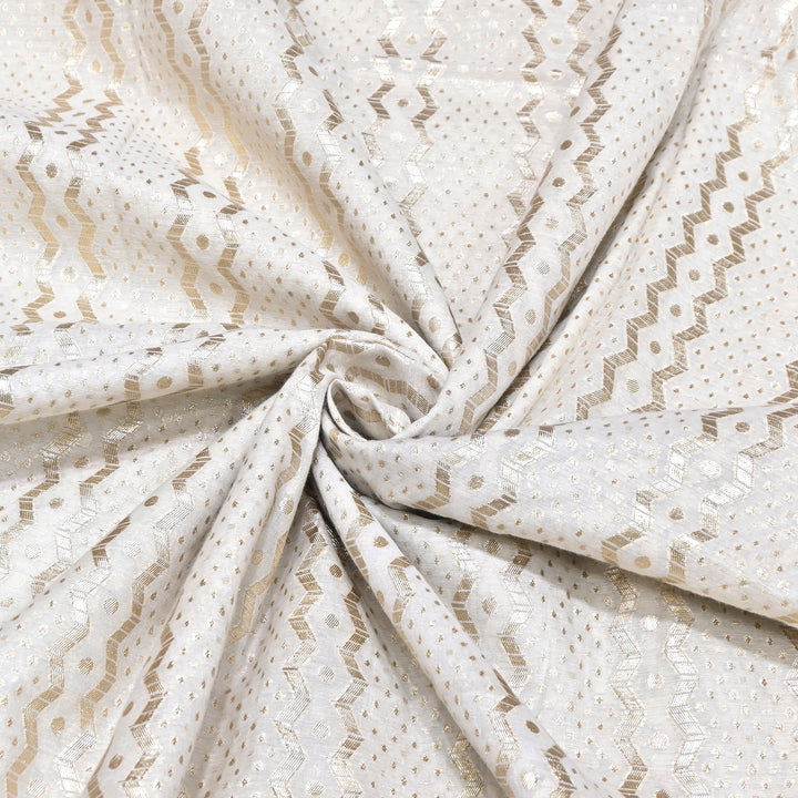Banarasi Chanderi Gold Mat Zari Fabric – Premium Designer Ethnic Wear Fabric 000313-17