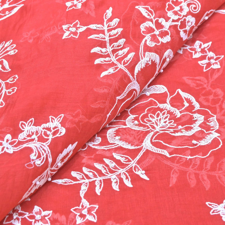 Dyed Mul Chanderi Sequins Embroidery Fabrics