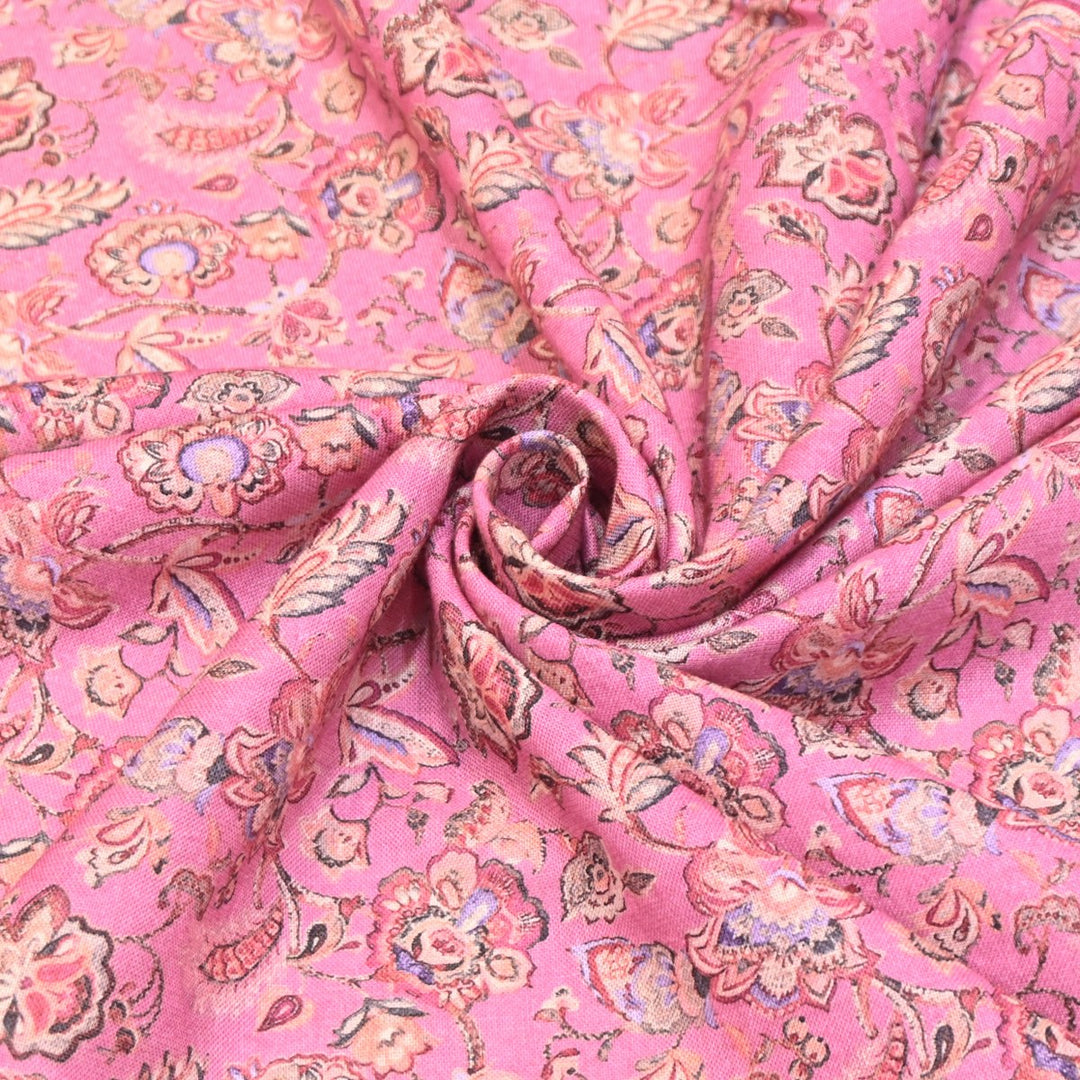 Multicolor Cotton Linen Digital Print Fabric- Soft Breathable Designer Fabric-RT0132-9