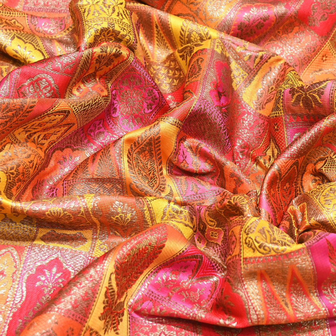 Multi Rangoli Brocade Fabric – Premium Zari Woven Designer Brocade Fabric 001006-A9