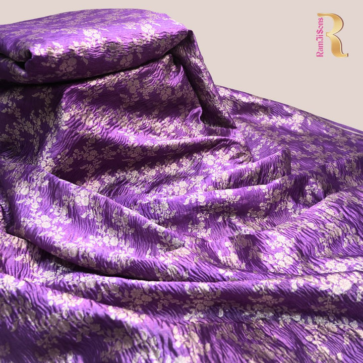 Royal Purple Pure Crush Tissue Zari Jaal | T-16-202