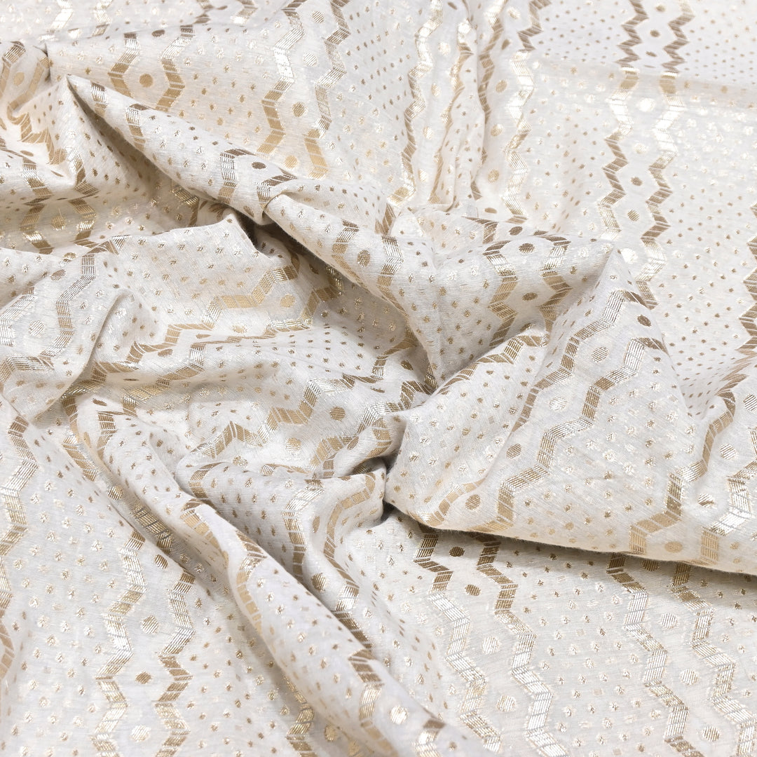 Banarasi Chanderi Gold Mat Zari Fabric – Premium Designer Ethnic Wear Fabric 000313-17