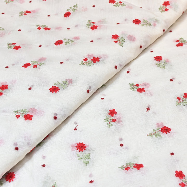 Dyeable Mul Chanderi Thread Embroidery Fabric – Soft Summer Designer Fabric-MF8209-4