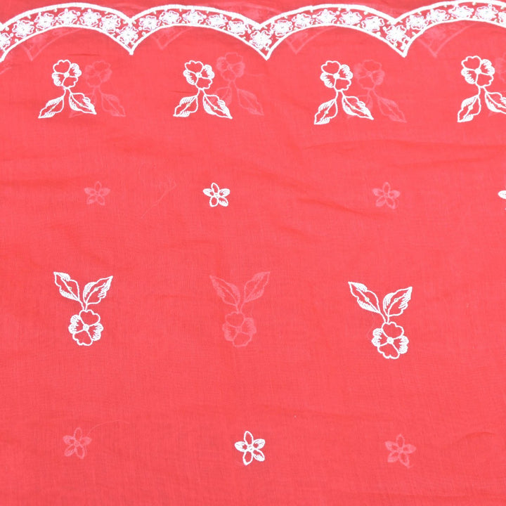 Red Mul Chanderi Fabric with Threadwork Embroidery
