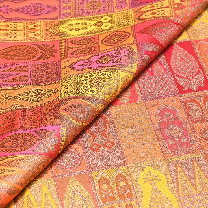 Multi Rangoli Brocade Fabric – Premium Zari Woven Designer Brocade Fabric 001006-A9