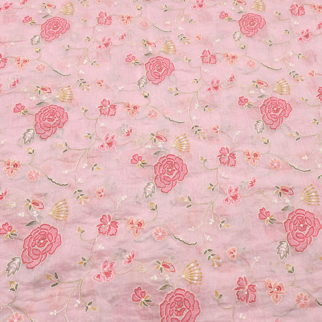Chanderi Thread With Sequins Embroidery Fabrics