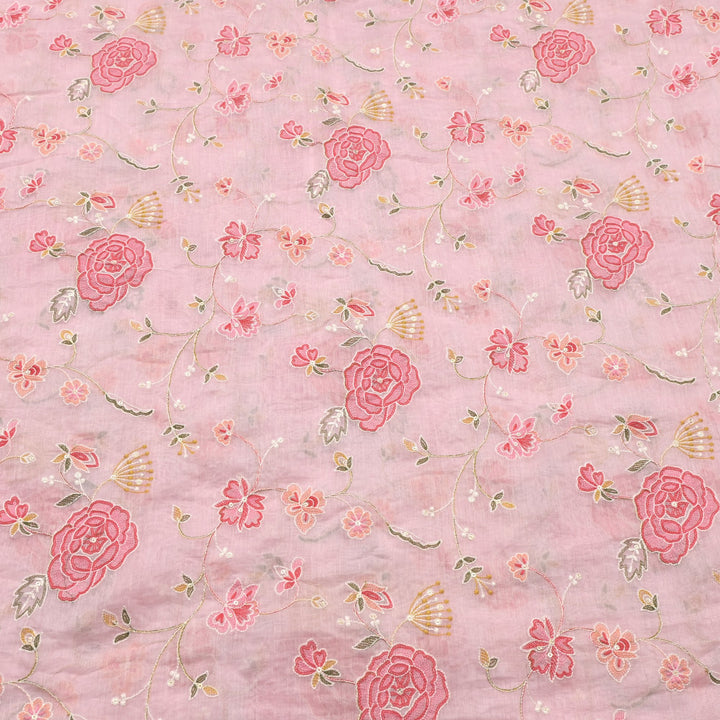 Chanderi Thread With Sequins Embroidery Fabrics