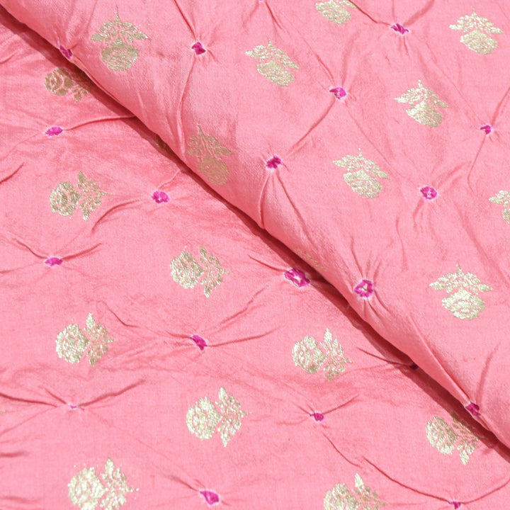 Pure Chiniya Silk Zari And Hand Bandhani Fabrics