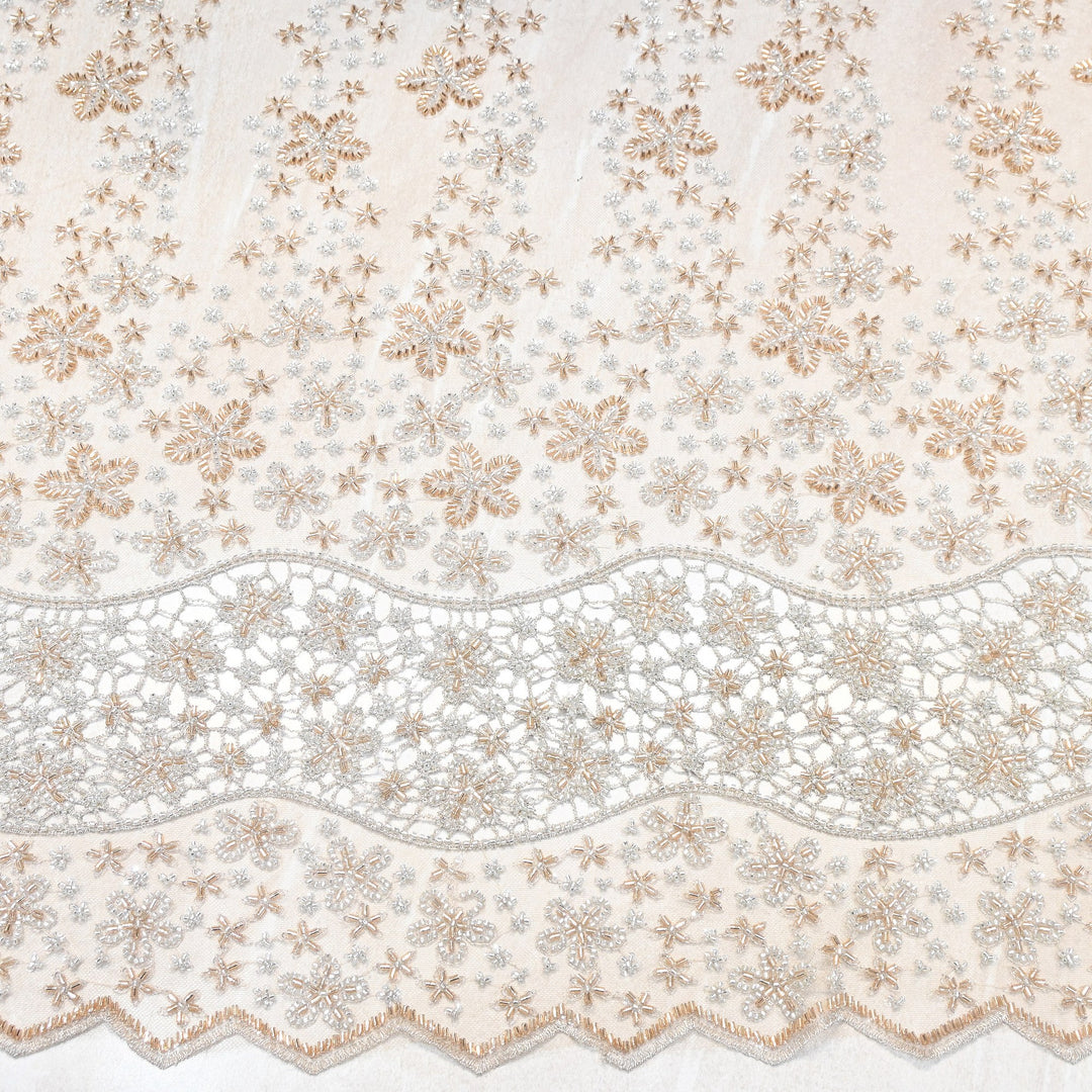 Premium Imported Heavy Beaded Floral Embroidery Net Fabric - 608939-01