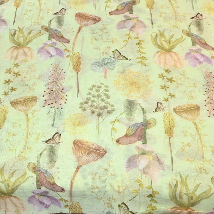 Mul Chanderi Digital Print Fabric - Soft Lightweight Designer Fabric GT0185-1i