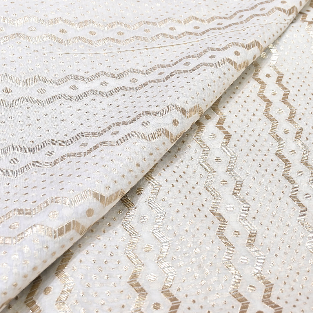 Banarasi Chanderi Gold Mat Zari Fabric – Premium Designer Ethnic Wear Fabric 000313-17