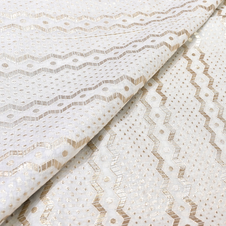 Banarasi Chanderi Gold Mat Zari Fabric – Premium Designer Ethnic Wear Fabric 000313-17