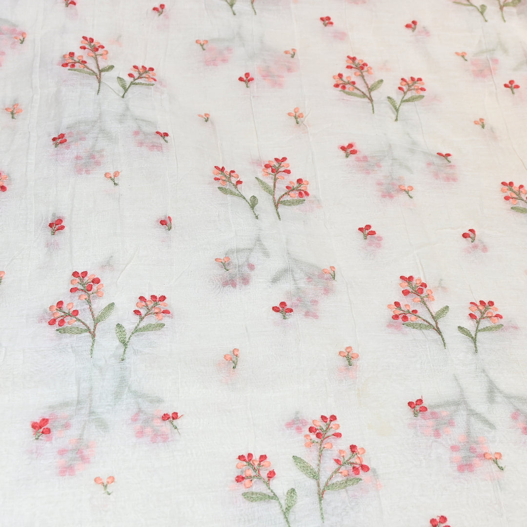 Dyeable Mul Chanderi Thread Embroidery Fabric – Soft Summer Designer Fabric-MF8212-5