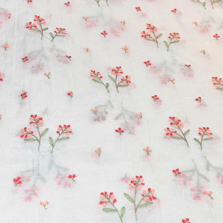 Dyeable Mul Chanderi Thread Embroidery Fabric – Soft Summer Designer Fabric-MF8212-5