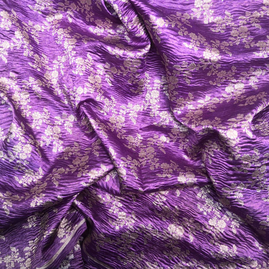 Royal Purple Pure Crush Tissue Zari Jaal | T-16-202