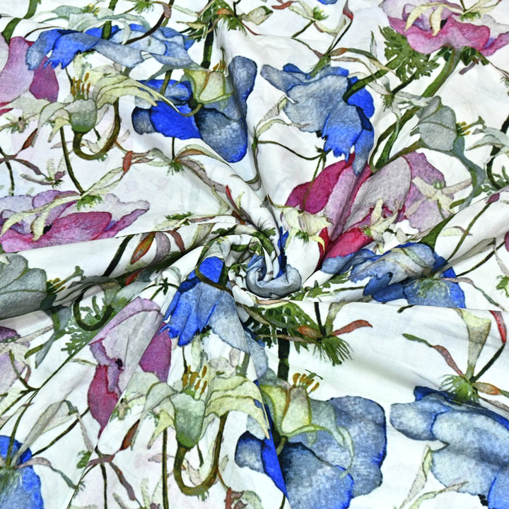 Designer Floral Cotton Digital Print Fabric-Soft Breathable Designer Cotton Fabric SNT165-11