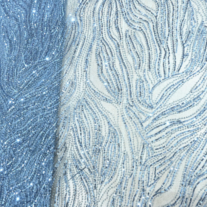 Cut Dana Sequins Embroidered Fabric on Imported Net