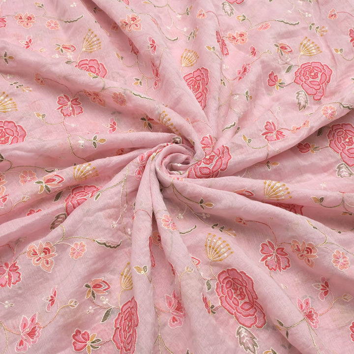 Chanderi Thread With Sequins Embroidery Fabrics