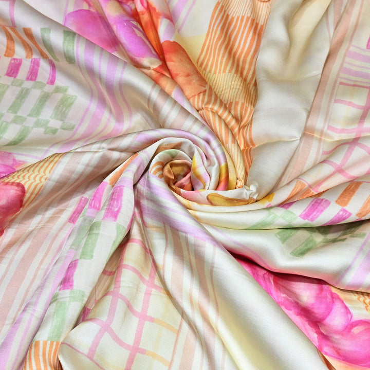 Bemberg Satin Digital Print Fabric– Soft Luxury Designer Satin Fabric 001333-09