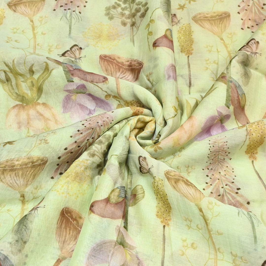 Mul Chanderi Digital Print Fabric - Soft Lightweight Designer Fabric GT0185-1i