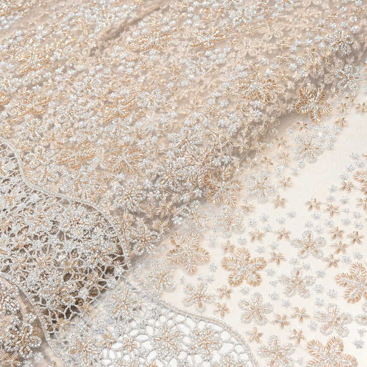 Premium Imported Heavy Beaded Floral Embroidery Net Fabric - 608939-01