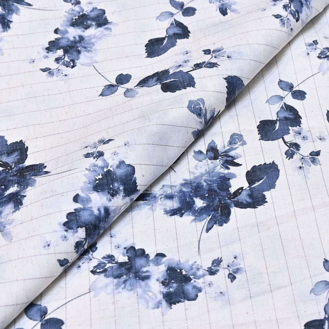 Cotton Linen Lurex Digital Print Fabric – Premium Designer Summer Fabric- BYP125-6