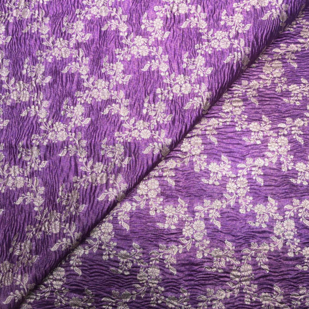 Royal Purple Pure Crush Tissue Zari Jaal | T-16-202