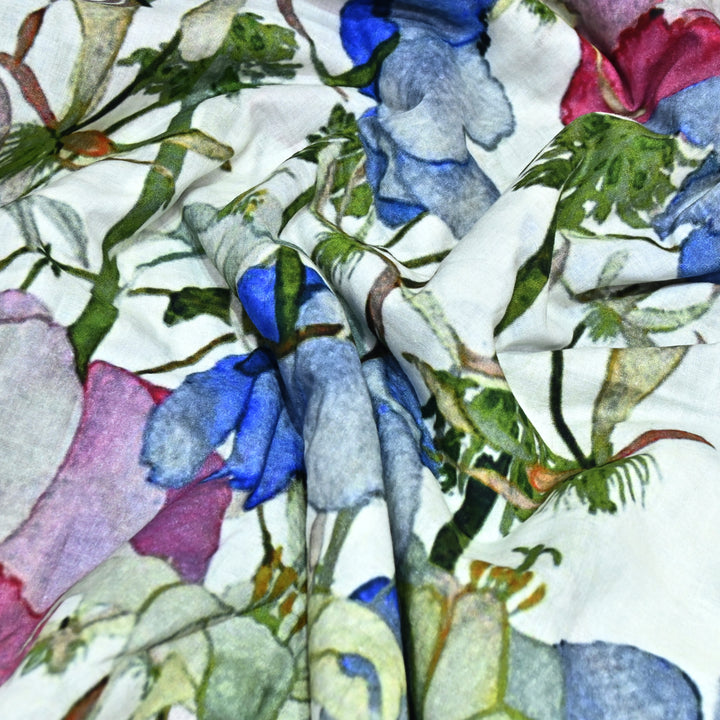 Designer Floral Cotton Digital Print Fabric-Soft Breathable Designer Cotton Fabric SNT165-11