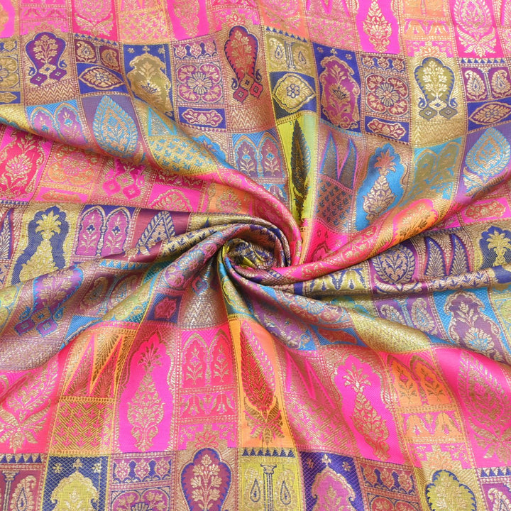 Multi Colour Rangoli Brocade Fabrics