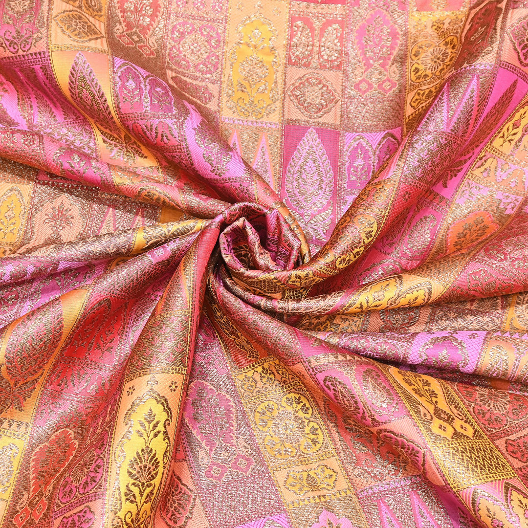 Multi Rangoli Brocade Fabric – Premium Zari Woven Designer Brocade Fabric 001006-A8