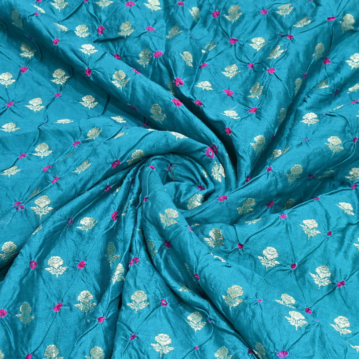 Pure Chiniya Silk Zari And Hand Bandhani Fabrics