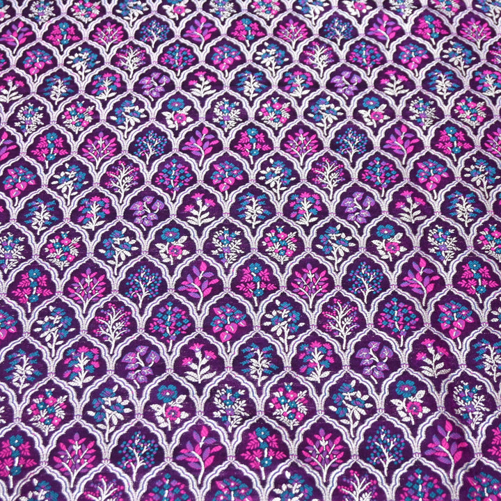Purple Satin Mina Zari Brocade Fabric