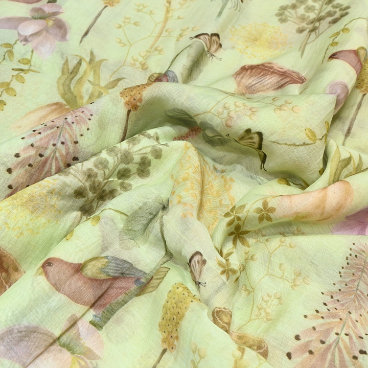 Mul Chanderi Digital Print Fabric - Soft Lightweight Designer Fabric GT0185-1i