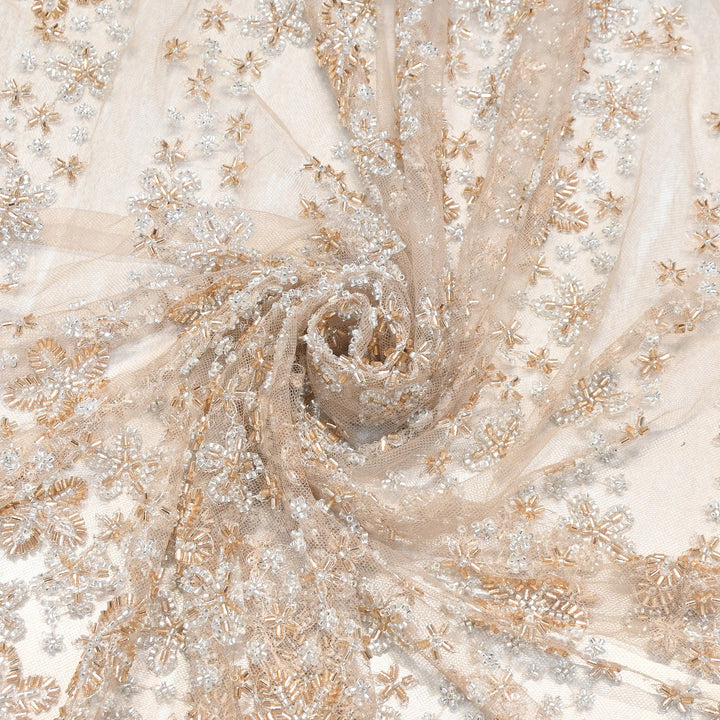 Premium Imported Heavy Beaded Floral Embroidery Net Fabric - 608939-01