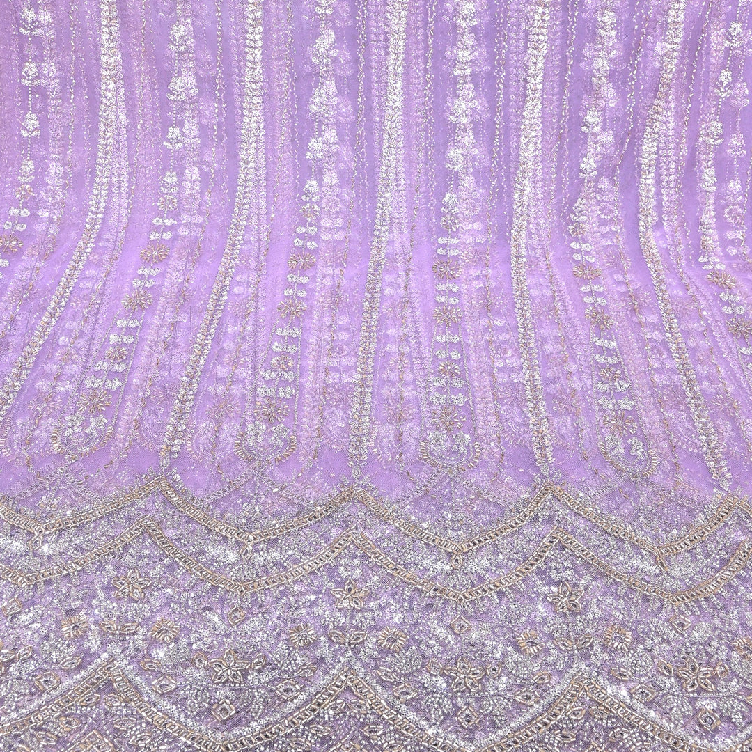 Imported Net Cutdana & Sequins Embroidery Fabric with Heavy Border