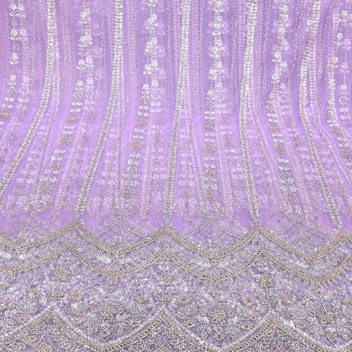 Imported Net Cutdana & Sequins Embroidery Fabric with Heavy Border