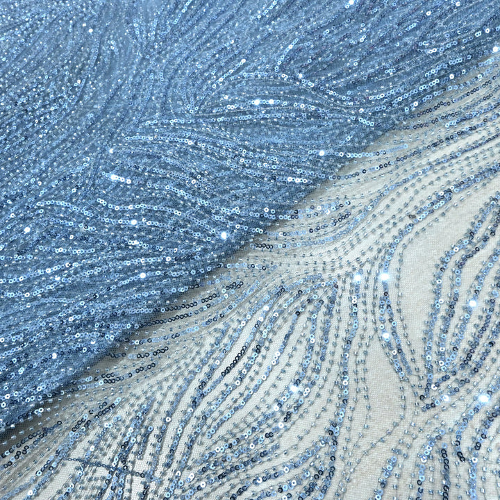 Cut Dana Sequins Embroidered Fabric on Imported Net