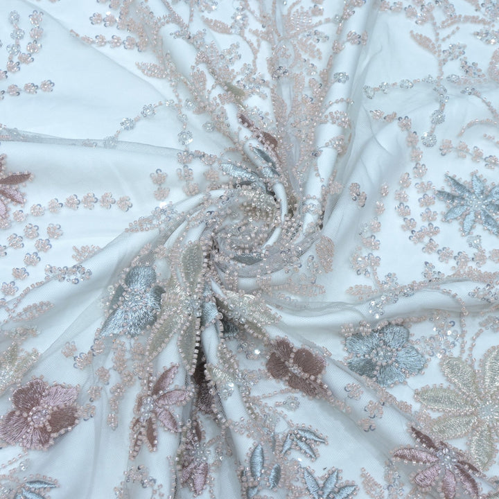 Beautiful Imported Net Cut Dana & Sequins Embroidery Fabric