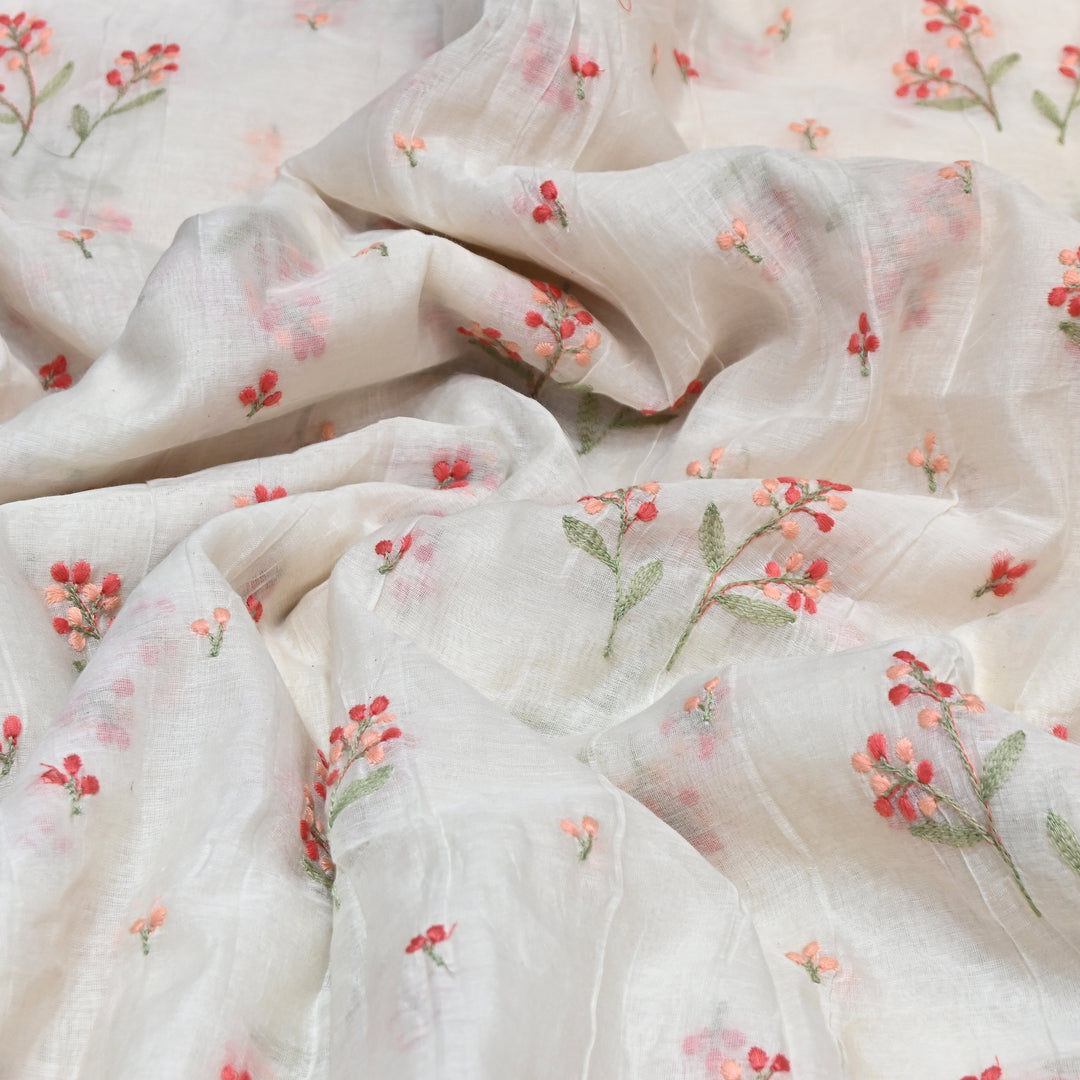 Dyeable Mul Chanderi Thread Embroidery Fabric – Soft Summer Designer Fabric-MF8212-5