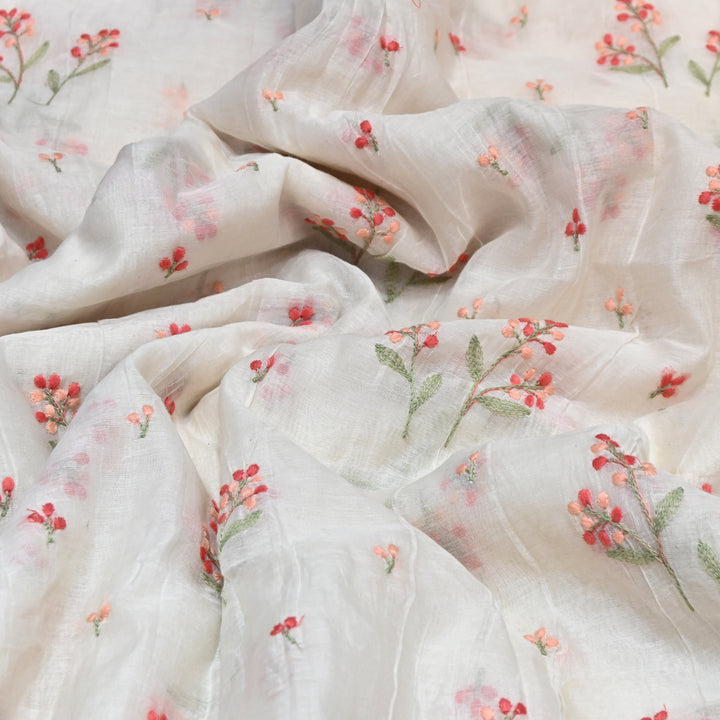 Dyeable Mul Chanderi Thread Embroidery Fabric – Soft Summer Designer Fabric-MF8212-5