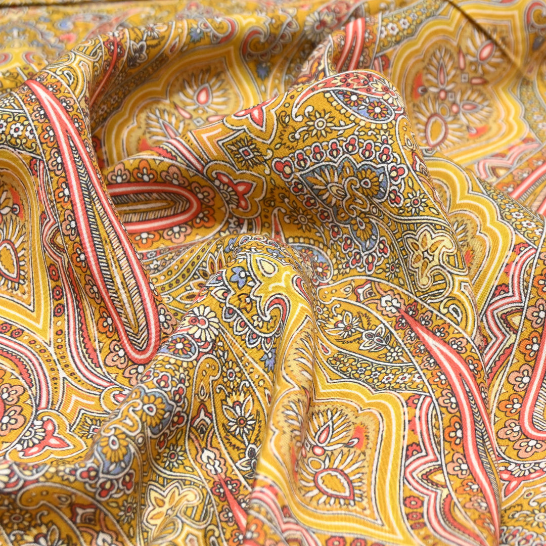 Vintage Yellow Omura Cotton Paisley Print
