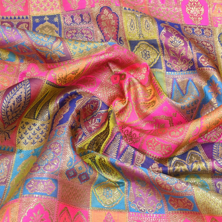 Multi Colour Rangoli Brocade Fabrics