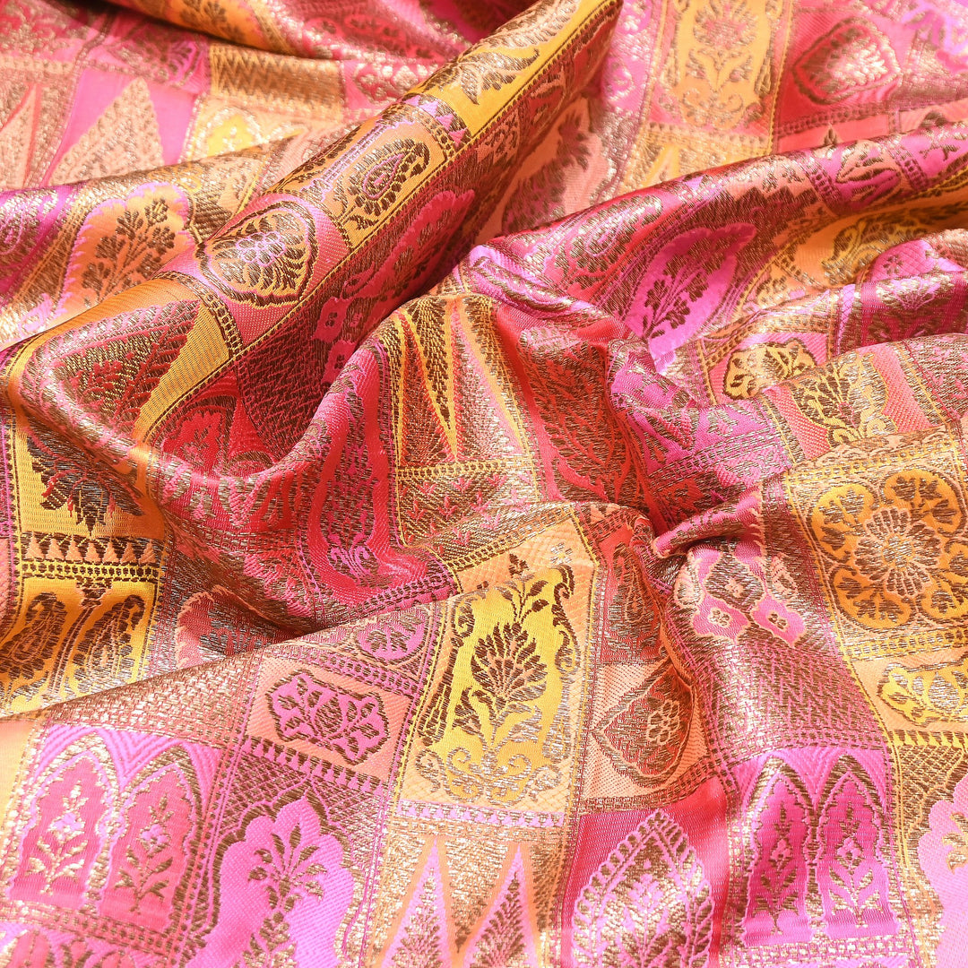 Multi Rangoli Brocade Fabric – Premium Zari Woven Designer Brocade Fabric 001006-A8